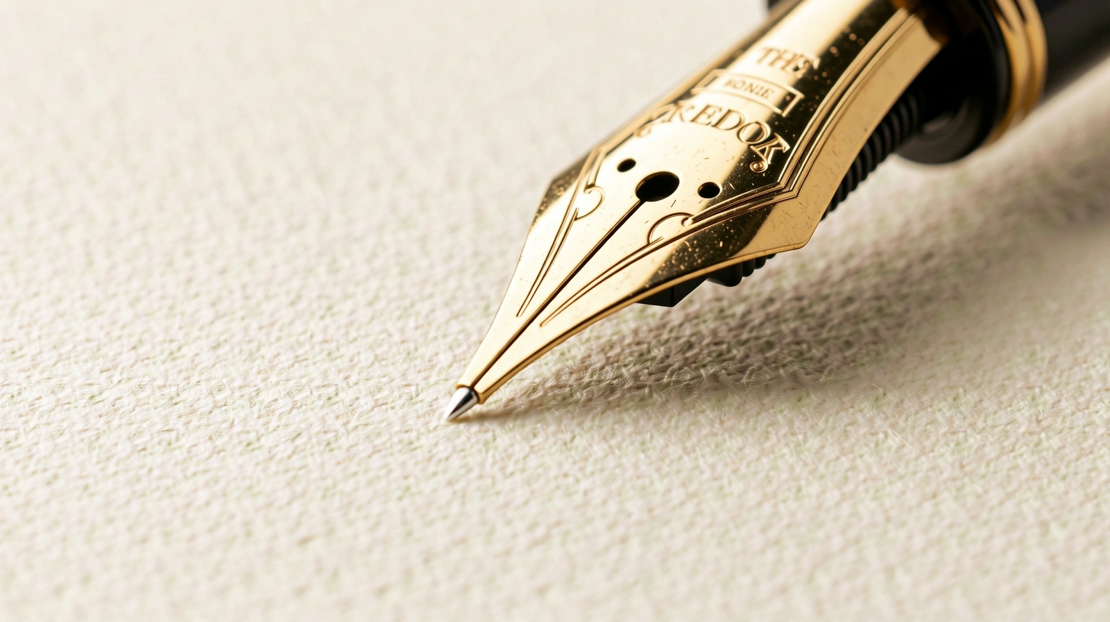 Detalle de papel y pluma estilográfica