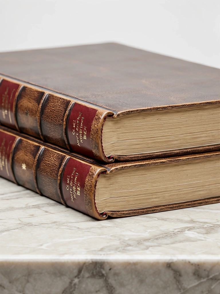 Detalle de libros y mármol